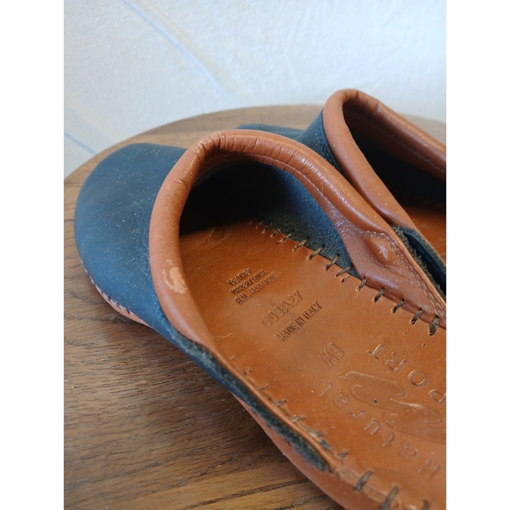 Italian Leather blue clogs natural sport size 6M - Picture 4 of 6